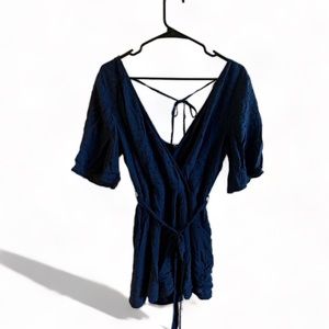 Navy Blue Eyelet Romper